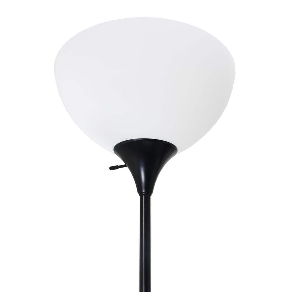 Adjustable Dual-Light Torchiere Floor Lamp in Sleek Black