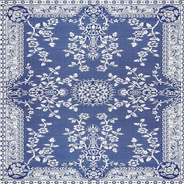 Oriental Garland Reversible Recycled Outdoor Rug, Blue and White, 8' x 10'