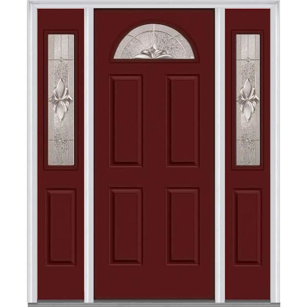 MMI Door 68.5 in. x 81.75 in. Heirlooms Left-Hand Inswing 1/4-Lite Decorative Painted Steel Prehung Front Door with Sidelites