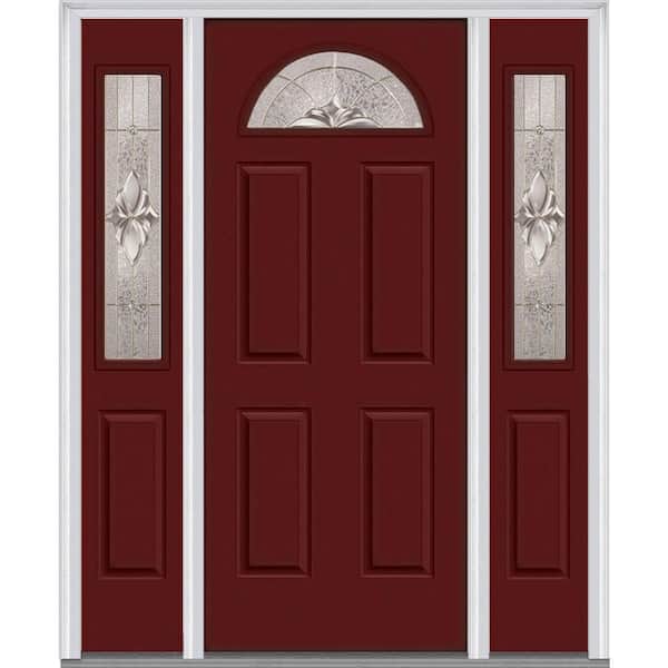 MMI Door 68.5 in. x 81.75 in. Heirlooms Right-Hand Inswing 1/4-Lite Decorative Painted Steel Prehung Front Door with Sidelites