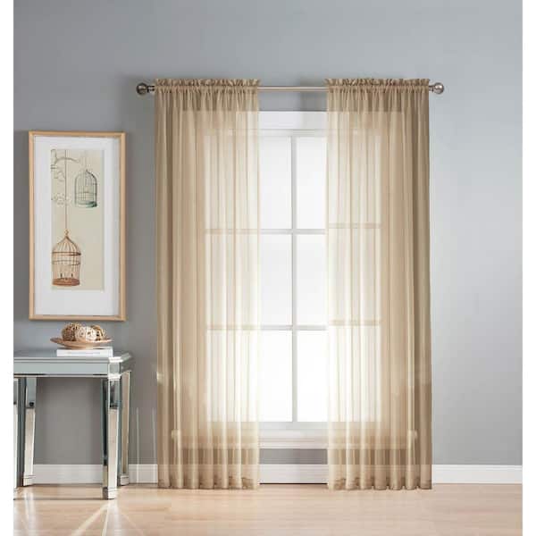 Window Elements Sheer Diamond Sheer 56 in. W x 84 in. L Rod Pocket Extra Wide Curtain Panel in Taupe