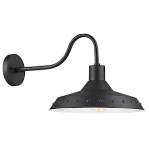 16 in. Pebble Black Finish Outdoor Hardwired Wall Sconce Barn with No Bulbs Included