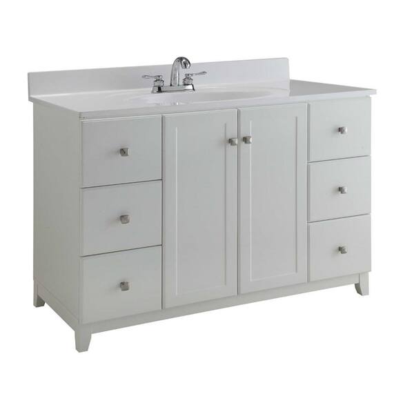 Design House Ready to Assemble 48 in. x 21 in. x 33 in. Shorewood Shaker Style 2-Door 6-Drawer Vanity Cabinet in White