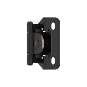 Matte Black 1/4 in. (6 mm) Overlay Single Demountable, Partial Wrap Cabinet Hinge (2-Pack)