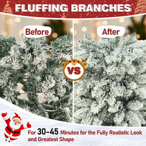 5.5 ft. Pre-Lit LED Pencil Slim Flocked Artificial Christmas Tree with Warm White Light