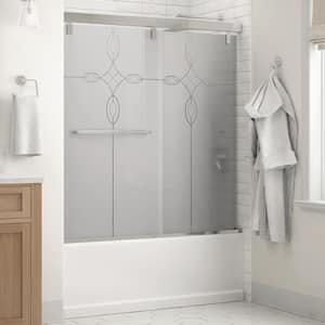 Mod 60 in. x 59-1/4 in. Soft-Close Frameless Sliding Bathtub Door in Chrome with 1/4 in. Tempered Tranquility Glass