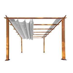 Florence 11 ft. x 16 ft. Aluminum Pergola in Canadian Cedar Finish and Gray Canopy