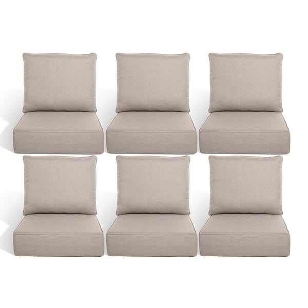 Duraolex 22 in. W x 24 in. D x 6 in. Thick 12-Piece Deep Seating Outdoor Lounge Chair Olefin Cushion, Beige