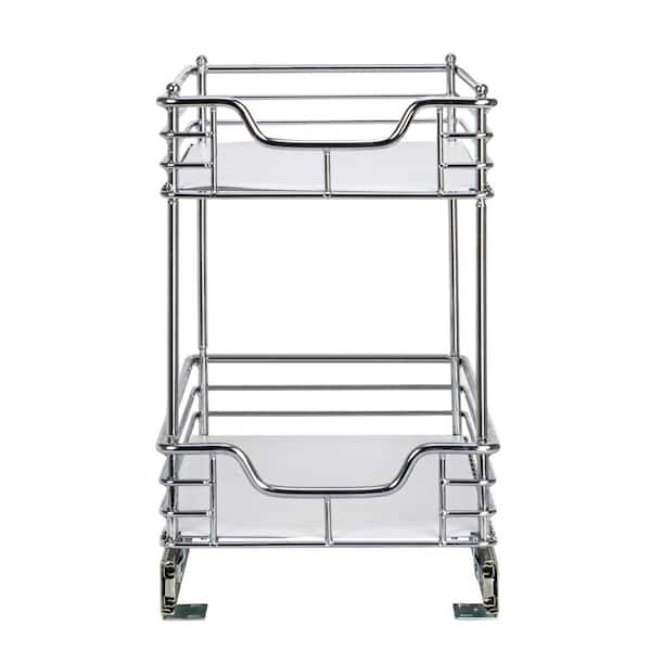 12 in. Under Sink Organizer in Chrome with White Liner 61765-1 - The Home  Depot