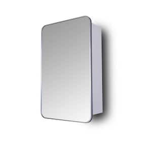 17 in. W x 5.94 in. H D x 27 in. H Silver Stain Nickel Aluminum Frame Surface Mount Medicine Cabinet with Mirror