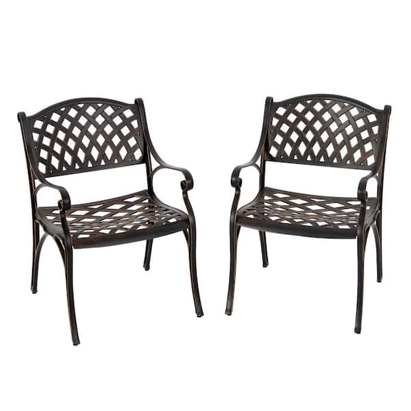 Nuu Garden 2-Pack Patio Arm Cast Aluminum Outdoor Dining Chair
