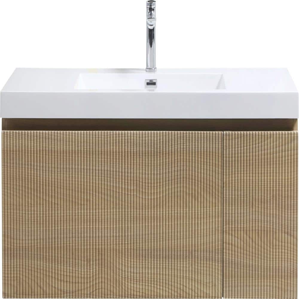 48 in. Wall-Mounted Floating Bathroom Storage Cabinet in Natural Oak with Glossy White Stone Resin Top price history on PriceWatchPro