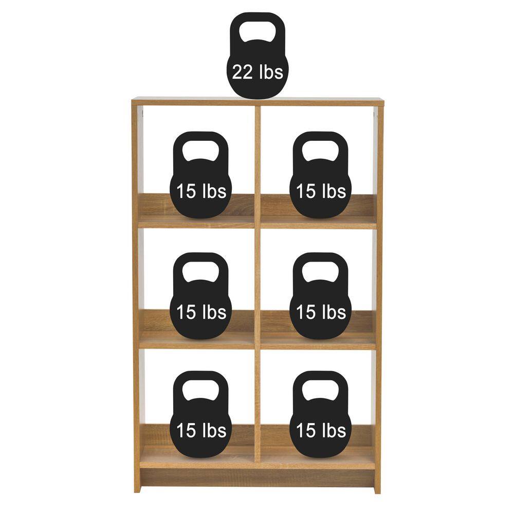 Ash Brown Adjustable 6-Cube Wood Organizer for Versatile Storage