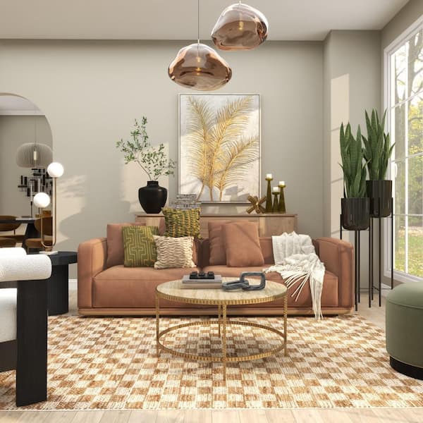 1- Panel Leaf Framed Wall Art with Silver Frame 48 in. x 36 in.