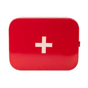 1-Piece First Aid Kit Box Medical Supply Organizer Wall Mountable in Red
