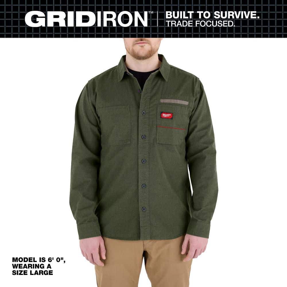 Men's Large Green GRIDIRON Flannel Shirt price history on PriceWatchPro