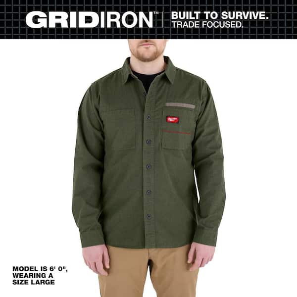 Men's Large Green GRIDIRON Flannel Shirt