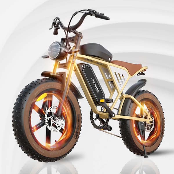20 in. Electric Bike 48V 34Ah Dual Battery, 750W Powerful Motor in Apricot