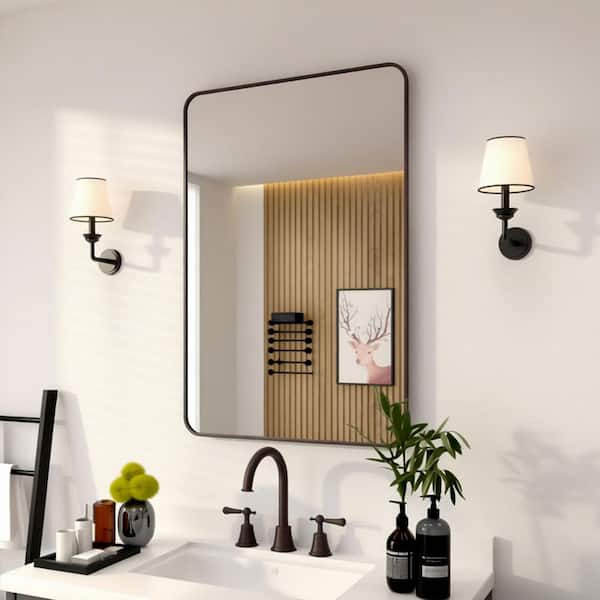 24 in. W x 36 in. H Rectangular Framed Wall Bathroom Vanity Mirror in Oil Rubbed Bronze