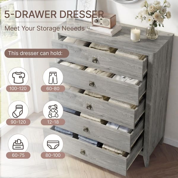 the grey trajectory walk-in dresser Spruce & Spring Farmhouse 5 Drawers Chests for Bedroom long-sleeved-dresses
