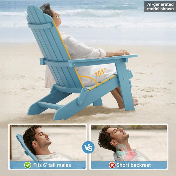 Mximu Blue Plastic Outdoor Weather-Resistant Folding Adirondack