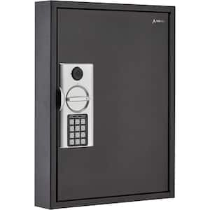 60-Key Steel Heavy-Duty Safe Lock Box Key Cabinet with Digital Lock, Black, with 100-Key Tags