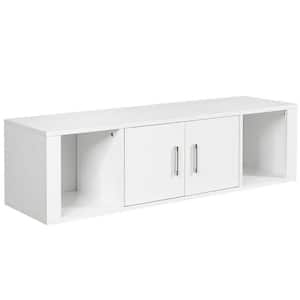 White 12 in. H Storage Cabinet with 2-Doors and 2-Open Shelves