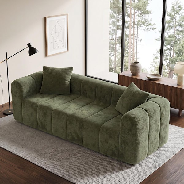 JEAREY Matcha 88.58 in Wide Round Arm Chenille Modern Rectangle 4