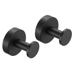 Round knob Bathroom Robe/Towel Hook in Matte Black (2-Pack)