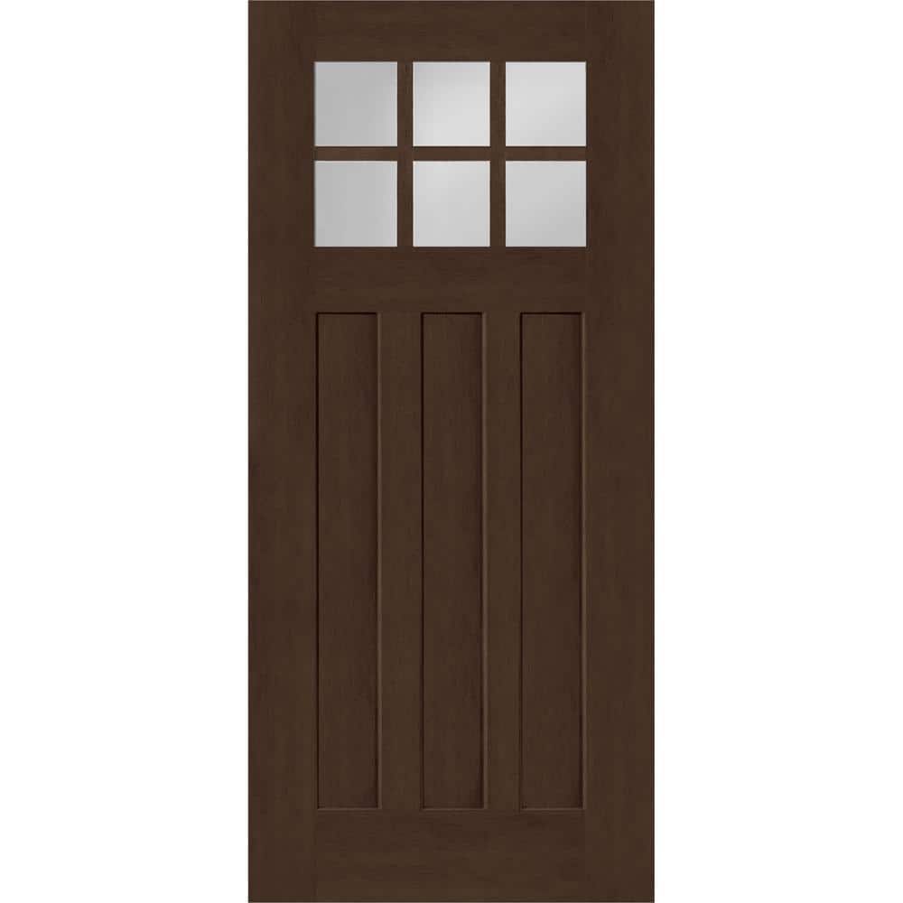 Regency 32 in. x 80 in. Universal Handing 6-Lite Top Lite Clear Glass Hickory Stain Mahogany Fiberglass Front Door Slab price history on PriceWatchPro