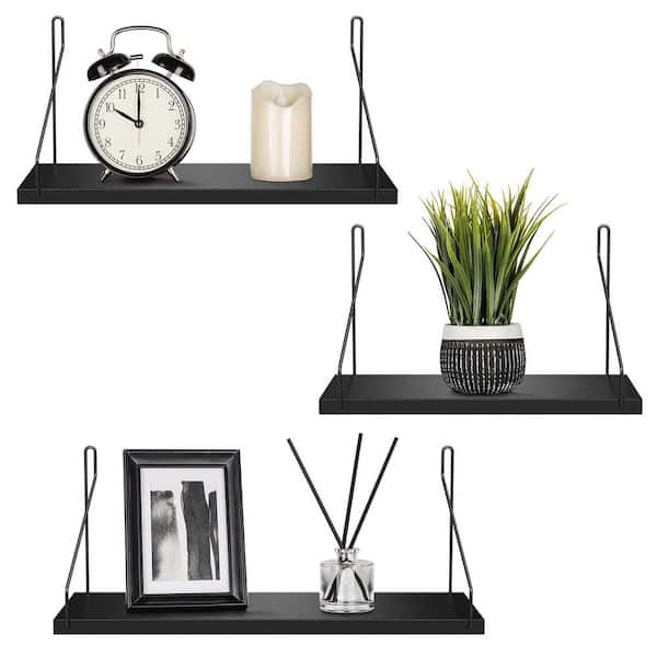 Unbranded 16 in. W x 2.8 in. D Floating Shelf for Wall Mounted Storage Rustic Shelf Wall Shelving Set of 3 Decorative Wall Shelf