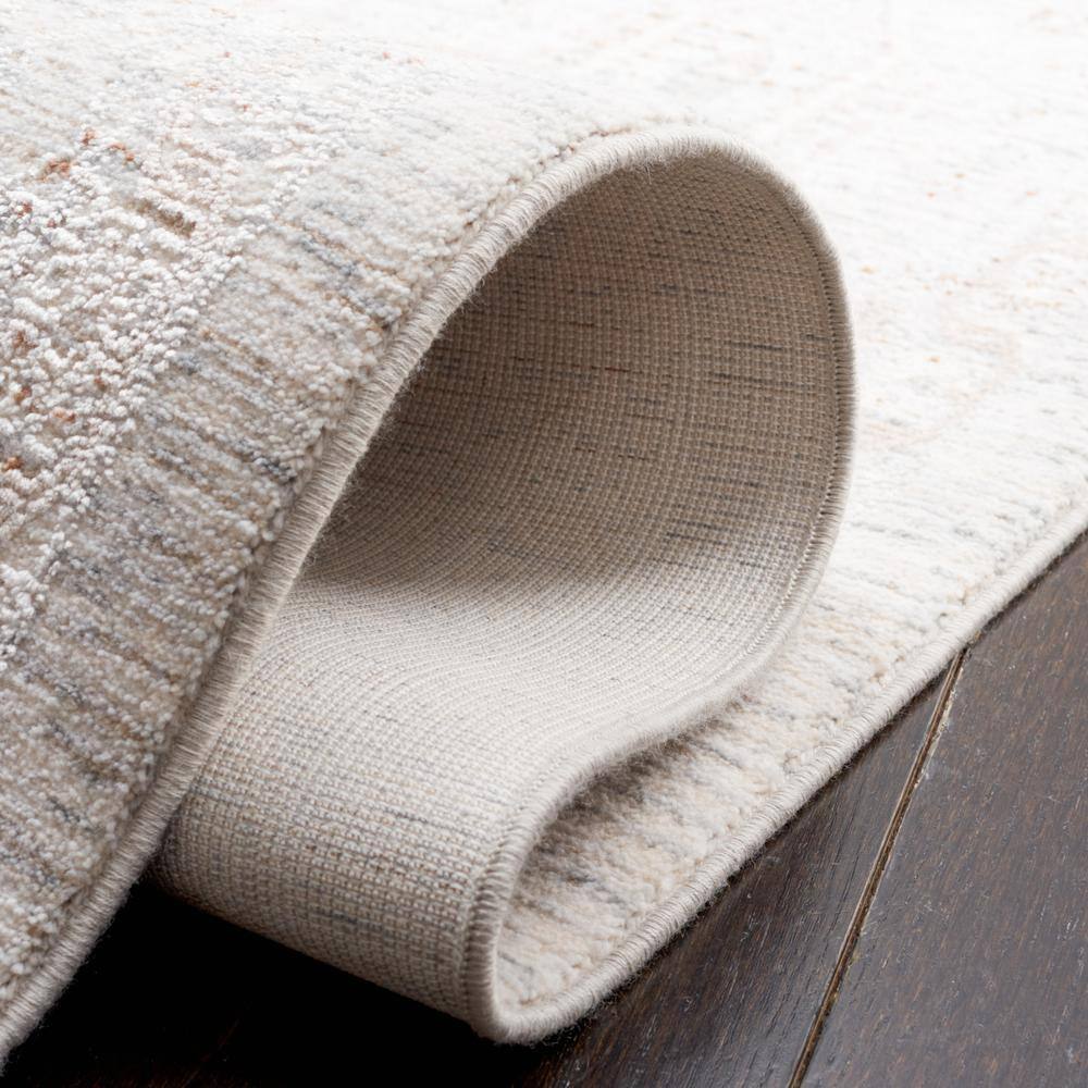 Gray Rectangular Viscose and Synthetic Area Rug