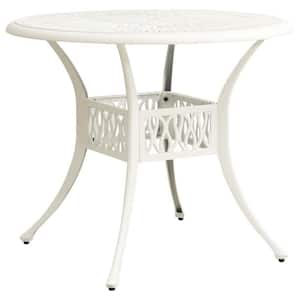 35.4 in. x29.1 in. White Round Cast Aluminum Outdoor Coffee Table