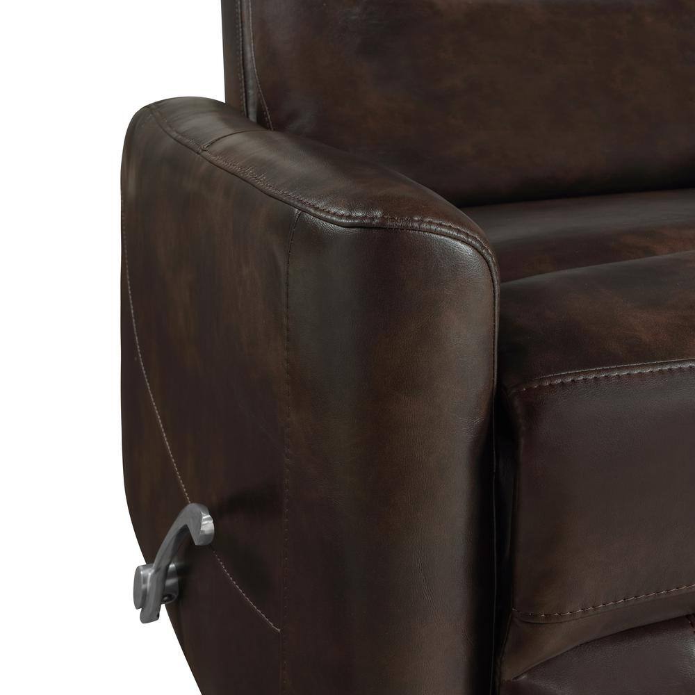 Takami Brown Faux Leather Swivel Recliner with Adjustable Headrest