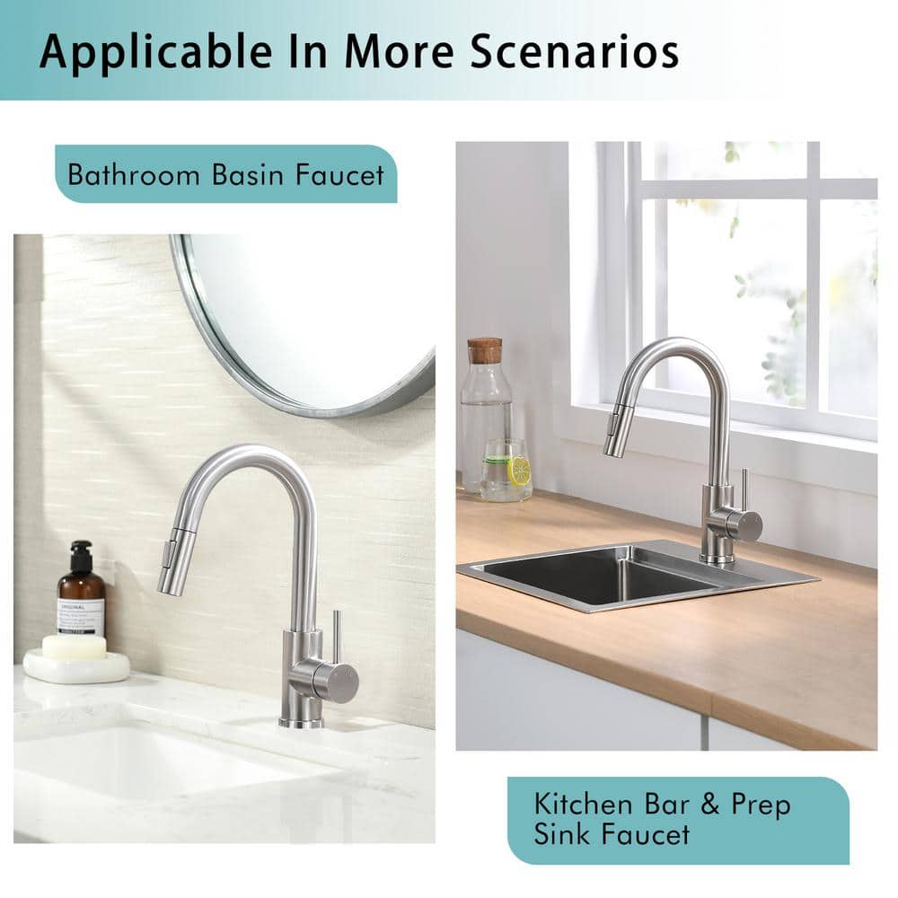 Brushed Nickel Single Handle Pull-Out Spray Kitchen Faucet