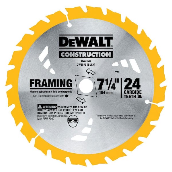 DEWALT 7-1/4 in. x 24 Tooth Framing Circular Saw Blade