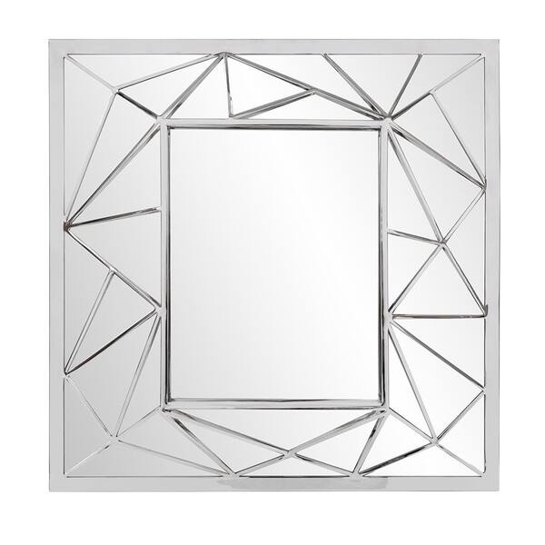 Marley Forrest Medium Square Silver Hooks Modern Mirror (23.5 in. H x 23.5 in. W)