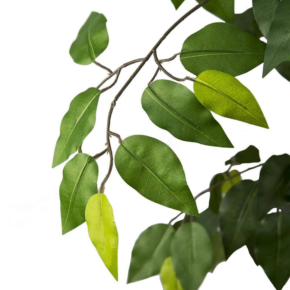 6' Green Artificial Ficus Tree in Black Metal Planter