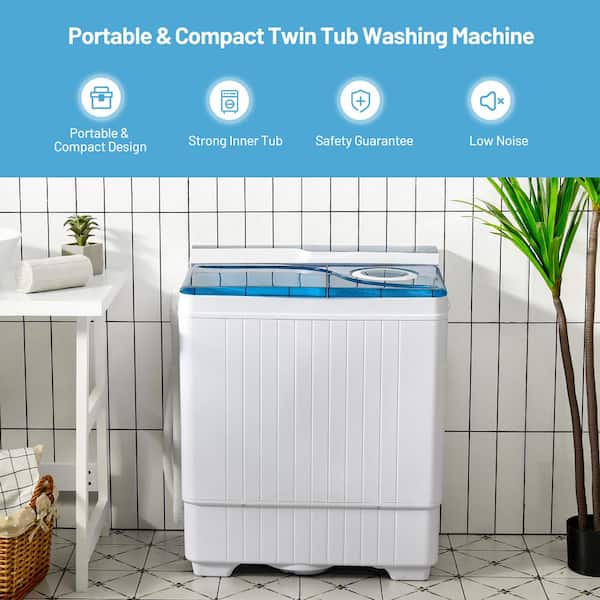 3.5 cu.ft. 26 lbs. Traditional Portable Semi-automatic Top Load Washer in  Blue with UL Certified
