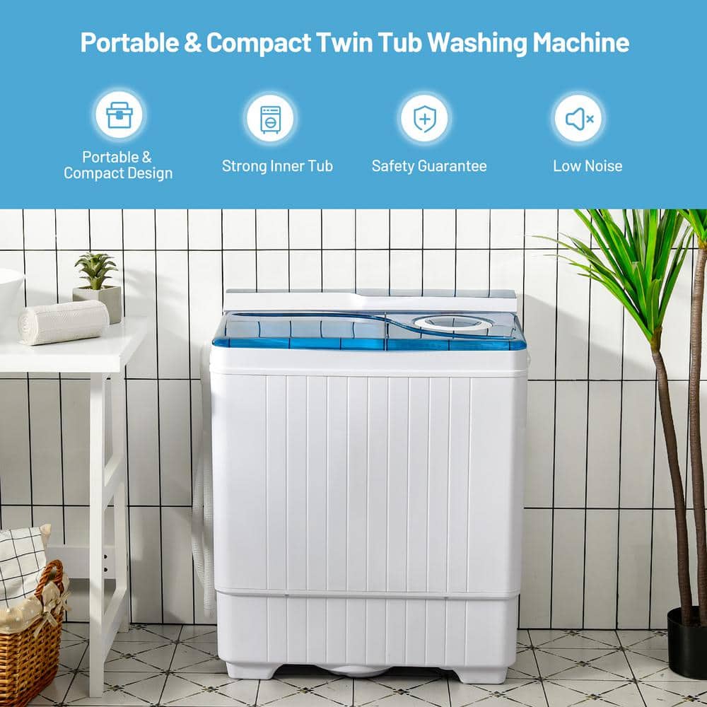 Blue and White Electric Top-Loading Portable Washer for RV