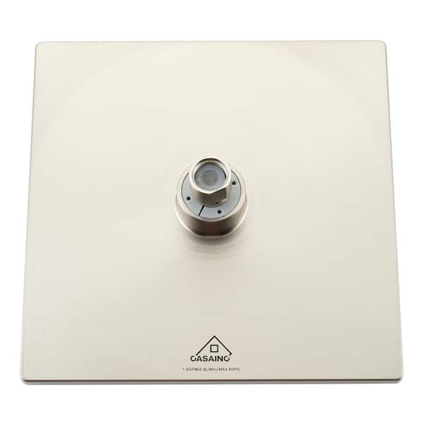 1-Spray Patterns 9 in. Single Wall Mount Square Rain Fixed Shower Head with Self-Cleaning Nozzles in Brushed Nickel