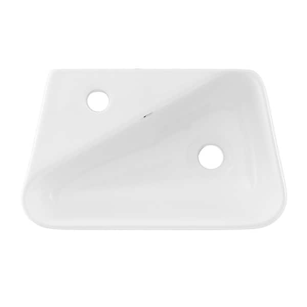 Swiss Madison Plaisir 18 in. x 11 in. Ceramic Wall Hung Vessel Sink with Left Side Faucet Mount in White