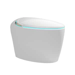 12 in. 1-Piece 1.28 GPF Smart Heated Seat Elongated Toilet in White with Dryer, Warm Water, Light, Bidet and Foot Sensor