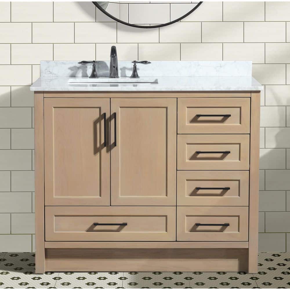 Huntington 42" Oak Gray Bathroom Vanity with Carrara Marble Countertop