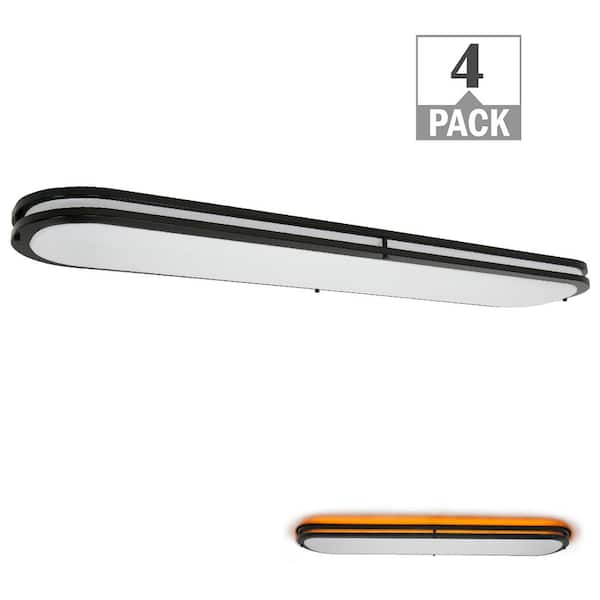 Commercial Electric Orbit 46 in. x 10 in. Matte Black Linear LED Flush Mount Ceiling Light Night Light 4160LM 64W Adjustable CCT (4-Pack)