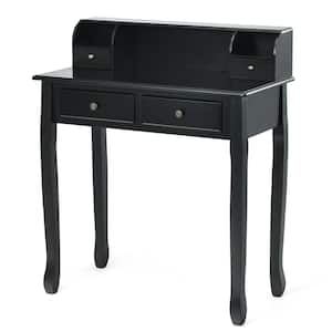 31.5 in. Black Rectangle Wood 4-Drawer Writing Desk