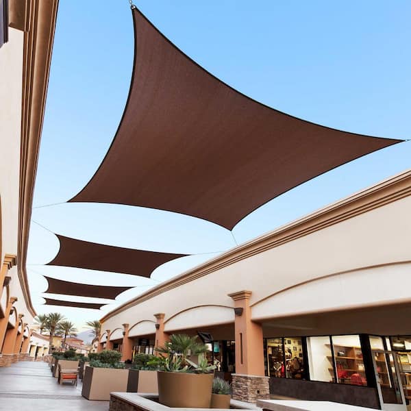 COLOURTREE 10 ft. x 15 ft. 190 GSM Brown Rectangle Sun Shade Sail