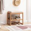 Harper & Bright Designs Natural Oak 100% Solid Wood Entryway Bench, Dining Bench with Cushioned Seat, Shoe Rack 23.62 in. No Assembly Required GCCPYW52087
