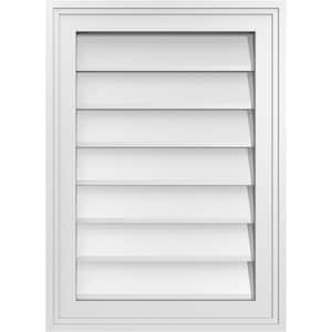 16 in. x 22 in. Vertical Surface Mount PVC Gable Vent: Decorative with Brickmould Frame