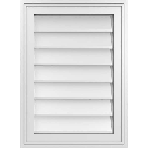 Ekena Millwork 16 in. x 22 in. Vertical Surface Mount PVC Gable Vent: Decorative with Brickmould Frame